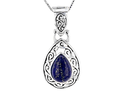 Photo of 13x9mm Pear Shape Cabochon Lapis Lazuli Sterling Silver Solitaire Enhancer With Chain