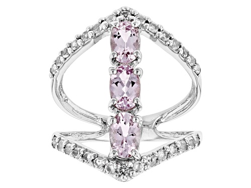 1.27ctw Oval Precious Pink Topaz With .48ctw Round White Topaz Sterling Silver 3-Stone Ring - Size 5