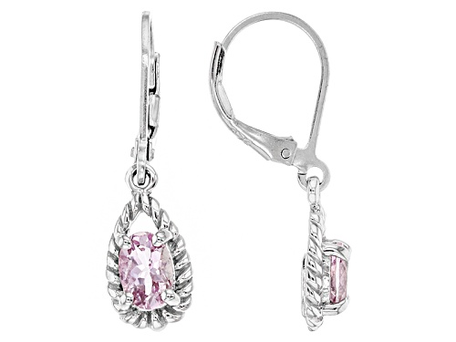 .85ctw Oval Precious Pink Topaz Solitaire Sterling Silver Dangle Earrings