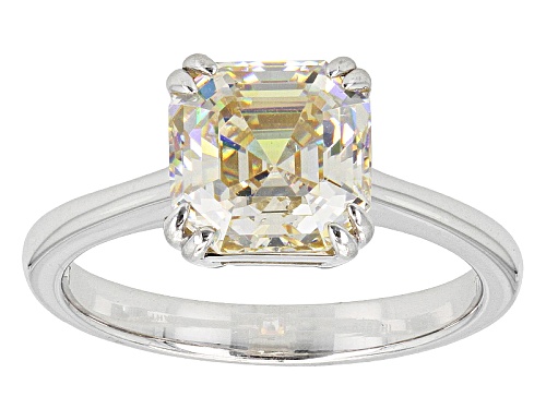 Photo of 3.40ct Asscher Cut Fabulite Strontium Titanate Sterling Silver Solitaire Ring - Size 12