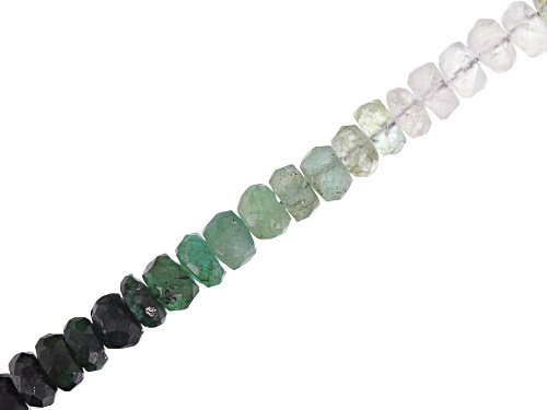 Emerald and Green Beryl Shaded Graduated Faceted Rondelle appx 4-5mm Mixed Bead Strand appx 15-16