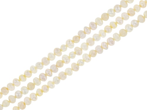 White Cultured Freshwater Pearls Set of 3 Appx 4-5mm Roundish Bead Strands Appx 14-15