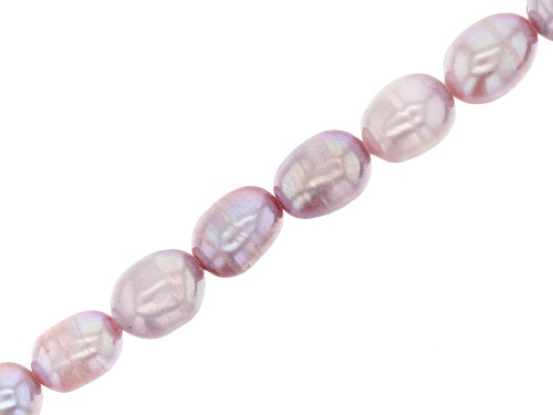 Light Purple Cultured Freshwater appx 7-8mm Rice Shaped Pearl Bead Strand Appx 13-14