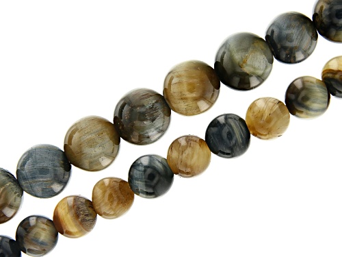 Tiger's Eye and Hawk's Eye Bead Strand Set of 2 Appx 6mm & 8mm Appx 15-16" in length
