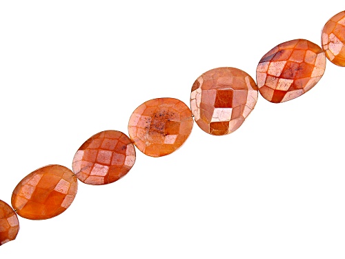 Coated Carnelian Faceted Oval Bead Strand Appx 8