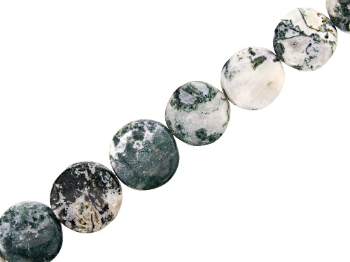 Moss Agate Bead Strand Appx 15-16" in length