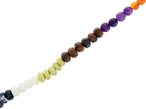 7 Chakra Colors Faceted Round & Rondelle Bead Strand Appx 15-16