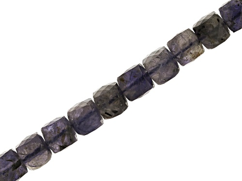 Iolite Appx 4mm Faceted Cube Bead Strand Appx 15-16