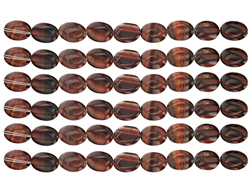 Photo of Red Tiger's Eye Appx 15x12mm Oval Bead Strand Set of 6 Appx 5" in length