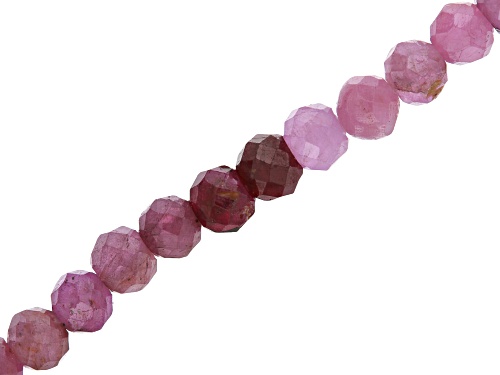 Photo of Ruby & Pink Sapphire Faceted appx 3 mm Round Bead Strand appx 12-13"