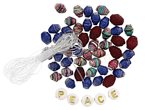 Photo of Akola Assorted Karatasi, Raffia, and "Peace" Letter Beads