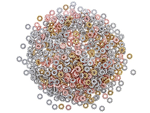 Rondelle Daisy Spacer Bead Kit in Silver Tone, Gold Tone, and Rose Gold Tone Appx 1000 Pieces Total