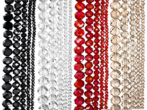 Crystal Glass Faceted Rondelle Bead Strand Set of 20 in Classic Colorway appx 15-16"