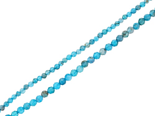 Photo of Neon Apatite Faceted appx 2-3mm Round Bead Strand Set of 2 appx 15-16"