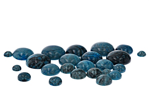 Photo of Blue Marble Undrilled Cabochon appx 6-16mm Round in 6 Sizes 24 Pieces Total