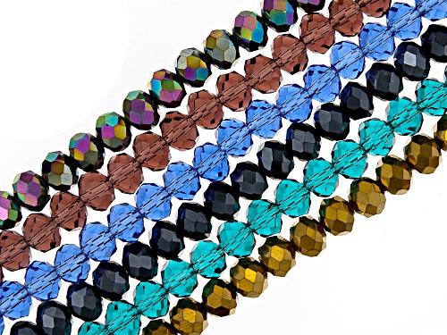 Photo of Chinese Crystal Glass appx 8mm Rondelle Bead Strand Set of 6 in 6 Colors appx 16-17"