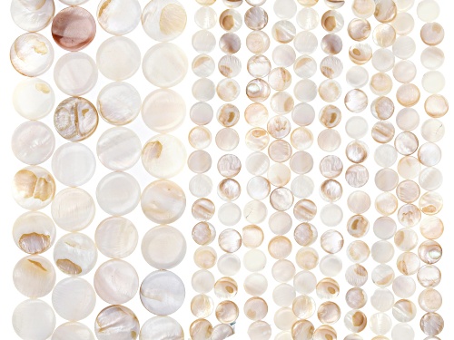 Mother of Pearl appx 15-20mm Round Bead Strand Set of 14 appx 14-15"