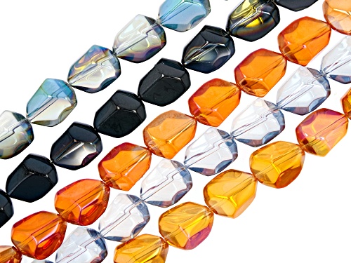 Iridescent Glass Tumble Bead appx 15x12mm Strand Set of 5 Colors