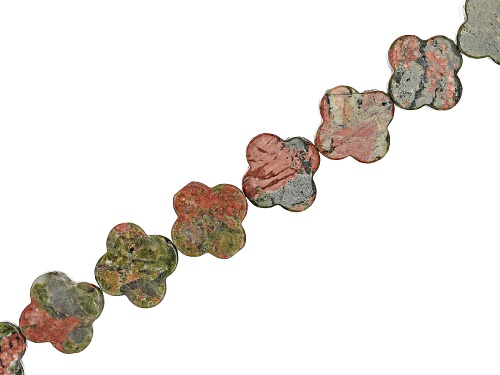 Unakite 13mm Clover Shape Bead Strand Approximately 11-12" in Length