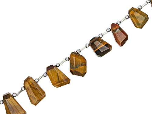 Tiger's Eye Faceted 11x15-18x16 Tumble Bead Strand Approximately 16" in Length