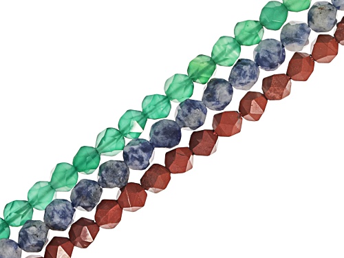 Multi-Stone & Multi-Faceted 5-6mm Bead Strand Approximately 14-15" in Length Set of 3