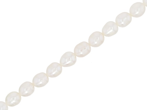 White Cultured Freshwater Pearls 6-7mm Rice Shaped Bead Strand Approximately 14-15" in Length