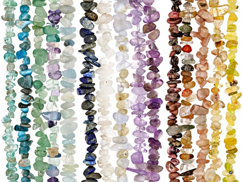 Multi-Stone Chip Endless Bead Strand Set of 15
