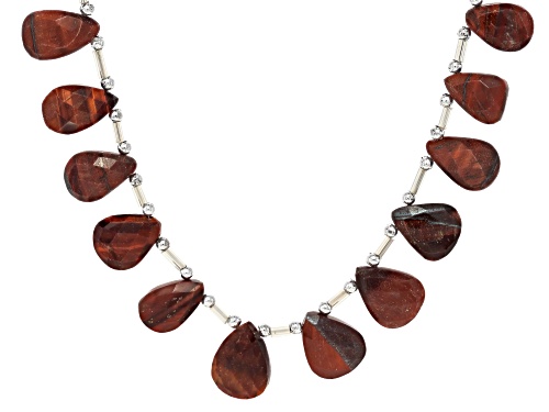 Red Tiger's Eye 8x12-11x16mm Faceted Pear Bead Strand Approximately 16" in Length