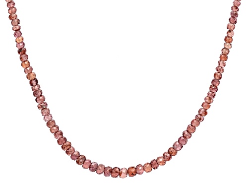 Red Zircon 3-5mm Faceted Round Bead Strand with Sterling Silver Clasp