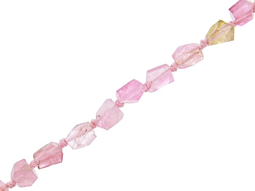 Pink Tourmaline Hand Faceted Hand Knotted Bead Strand Appx 16