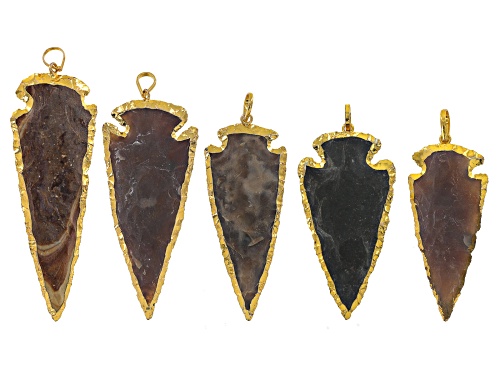 Arrowhead shape pendant/5 gold tone electroplated in assorted stones