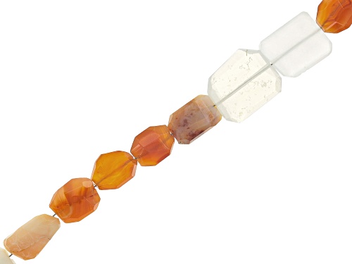 Photo of Carnelian & Opal graduated fancy faceted nugget shape beads appx 15x10mm-20x15mm appx 8" length