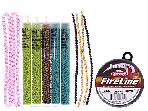 Tassel Pendant Necklace-Caribe Supply Kit Includes Seed Bead Tubes, Seed Bead Strands & Fire Line