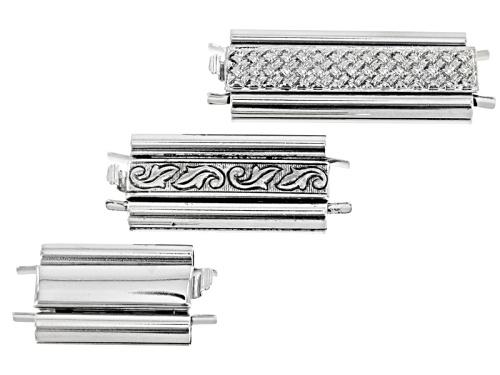 Photo of Bead Slide Clasps In Silver Tone - A Fine Ending For Stitched Beadwork 3 Piece Set