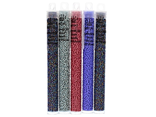 Photo of 11/0 Glass Miyuki Seed Bead Kit Of 5 Tubes In Assorted Colors