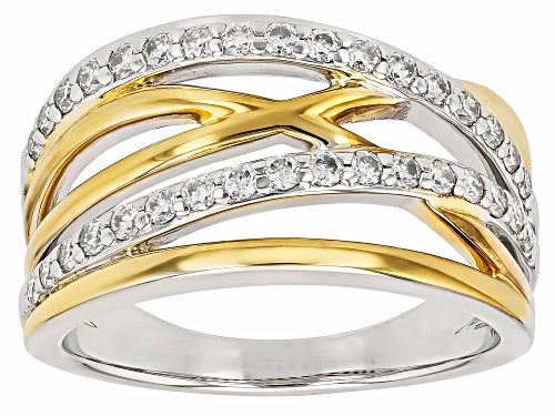 MOISSANITE FIRE® 0.68CTW DEW ROUND  PLATINEVE® TWO TONE RING - Size 6