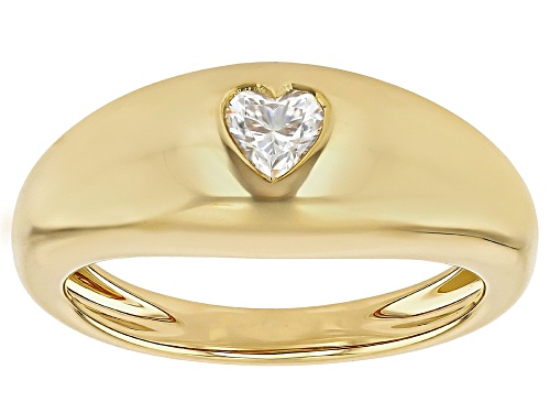 MOISSANITE FIRE® 0.23CT DEW HEART SHAPE 14K YELLOW GOLD OVER SILVER RING - Size 9