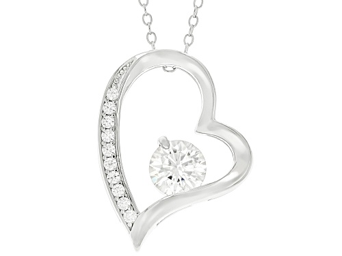 MOISSANITE FIRE® 1.10CTW DEW ROUND BRILLIANT PLATINEVE® HEART PENDANT AND CHAIN