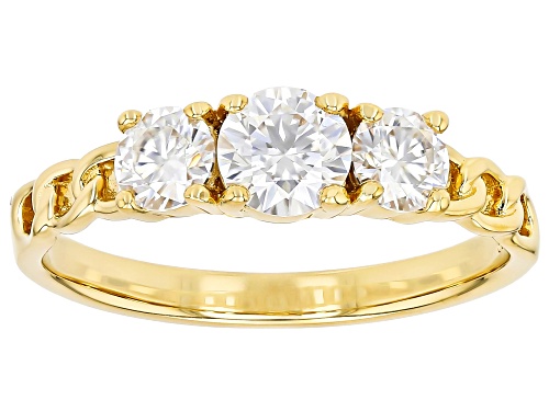 MOISSANITE FIRE® 0.96CTW DEW ROUND BRILLIANT 14K YELLOW GOLD OVER SILVER RING - Size 6