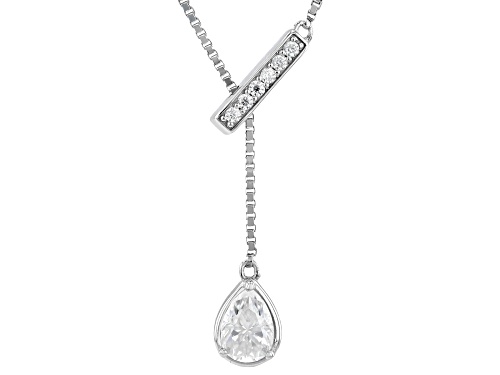 MOISSANITE FIRE® 0.90CTW PEAR AND ROUND BRILLAINT PLATNEVE® ADJUSTABLE NECKLACE - Size 18