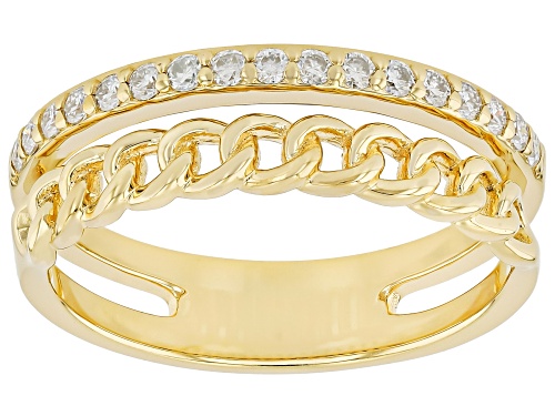 MOISSANITE FIRE® 0.34CTW DEW ROUND 14K YELLOW GOLD OVER SILVER RING - Size 6
