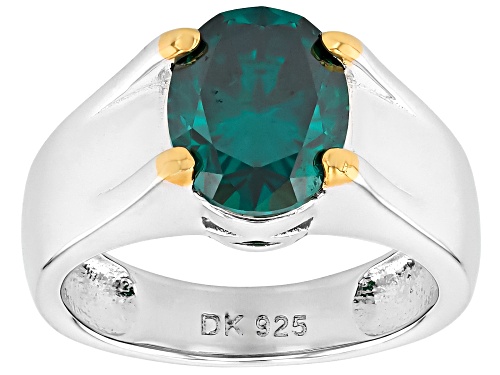 MOISSANITE FIRE® GREEN MOISSANITE 3.00CT DEW OVAL PLATINEVE® RING - Size 5