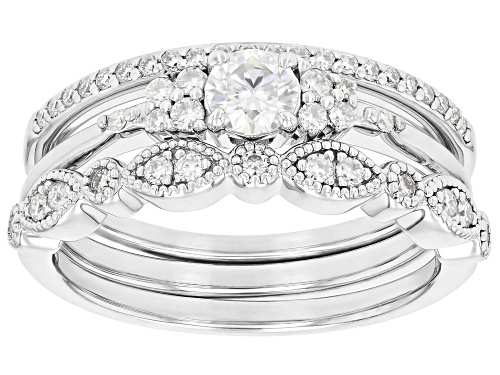 MOISSANITE FIRE® 0.70CTW DEW ROUND BRILLIANT PLATINEVE® SET 3 RINGS - Size 7