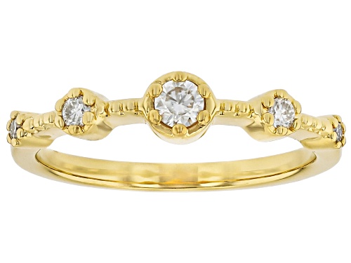 MOISSANITE FIRE® 0.20CTW DEW ROUND BRILLIANT 14K YELLOW GOLD OVER SILVER RING - Size 6