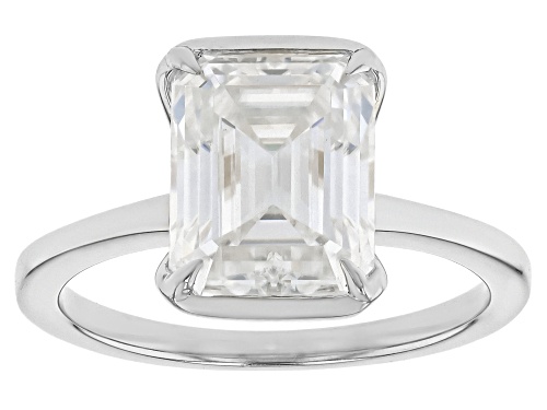 MOISSANITE FIRE® 3.55CT DEW EMERALD CUT PLATINEVE® RING - Size 9