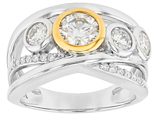 MOISSANITE FIRE® 1.61CTW DEW ROUND BRILLIANT PLATINEVE® TWO TONE RING - Size 6