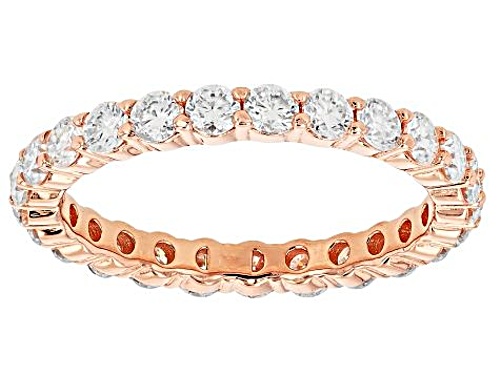 MOISSANITE FIRE® 1.50CTW DEW ROUND BRILLIANT 14K ROSE GOLD OVER SILVER ETERNITY BAND - Size 6