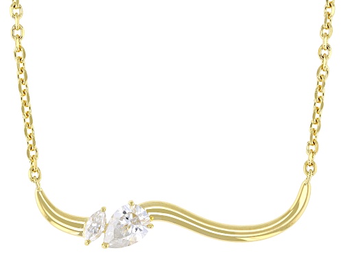 MOISSANITE FIRE® 0.92CTW DEW PEAR AND MARQUISE 14K YELLOW GOLD OVER SILVER NECKLACE - Size 18