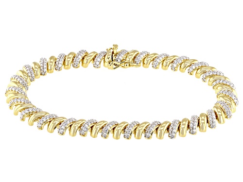 MOISSANITE FIRE® 4.03CTW DEW ROUND BRILLIANT 14K YELLOW GOLD OVER SILVER BRACELET - Size 7.25