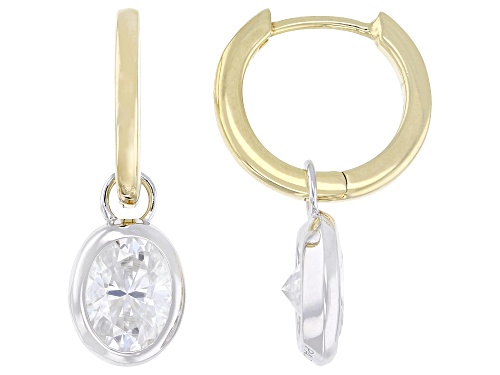 MOISSANITE FIRE® 3.00CTW DEW OVAL 14K YELLOW GOLD OVER SILVER AND PLATINEVE® EARRINGS